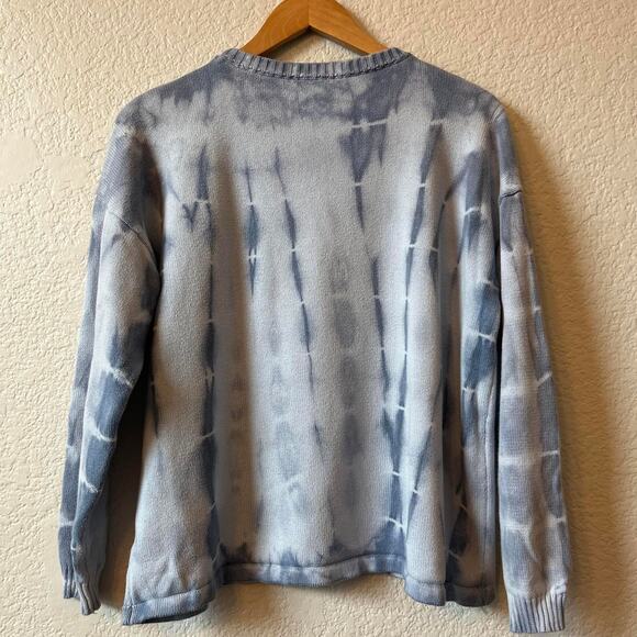 100% Cotton Blue Tie Dye Knit Pullover - Picture 5 of 6